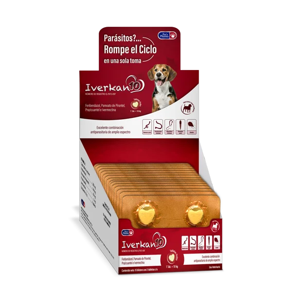Iverkan 10 Exhibidor de 15 Blister 2 Tabletas - Pet´s Pharma Iverkan 10 Exhibidor de 15 Blister 2 Tabletas - Pet´s Pharma
